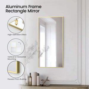 Blossom FM1 18"x36" Brush Gold Sleek Durable Metal Framed Mirror
