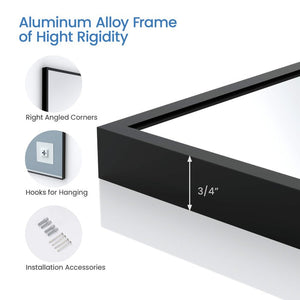 Blossom FM1 18"x36" Matte Black Rectangular Sleek Durable Metal Framed Mirror