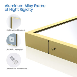 Blossom FM1 24"x36" Brush Gold Rectangular Sleek Durable Metal Framed Mirror