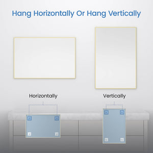 Blossom FM1 24"x36" Brush Gold Rectangular Sleek Durable Metal Framed Mirror