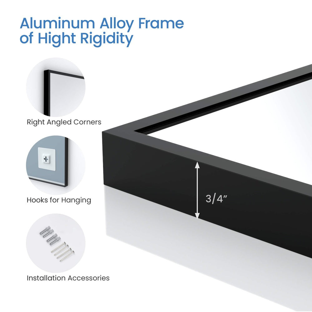 Blossom FM1 24"x36" Matte Black Rectangular Sleek Durable Metal Framed Mirror