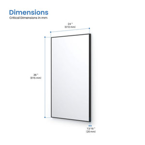 Blossom FM1 24"x36" Matte Black Rectangular Sleek Durable Metal Framed Mirror