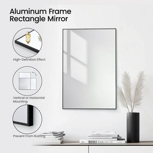 Blossom FM1 24"x36" Matte Black Rectangular Sleek Durable Metal Framed Mirror