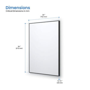 Blossom FM1 30"x36" Matte Black Rectangular Sleek Durable Metal Framed Mirror