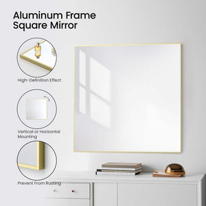 Blossom FM1 36"x36" Brush Gold Rectangular Sleek Durable Metal Framed Mirror