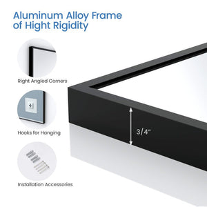 Blossom FM1 36"x36" Matte Black Rectangular Sleek Durable Metal Framed Mirror