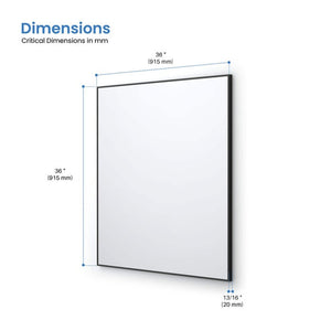Blossom FM1 36"x36" Matte Black Rectangular Sleek Durable Metal Framed Mirror