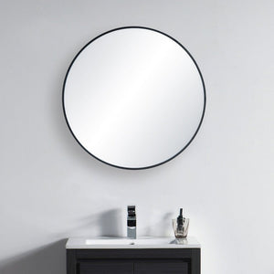 Blossom FM3 24" Matte Black Round Sleek Durable Metal Framed Mirror