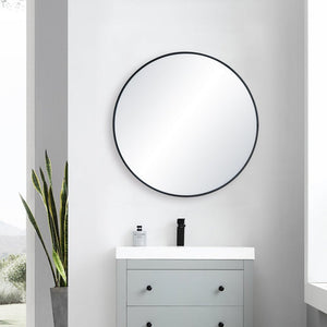 Blossom FM3 32" Matte Black Round Sleek Durable Metal Framed Mirror