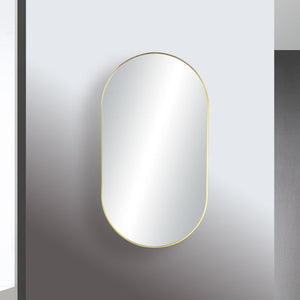 Blossom FM4 20" x 36" Brush Gold Oval Sleek Durable Metal Framed Mirror