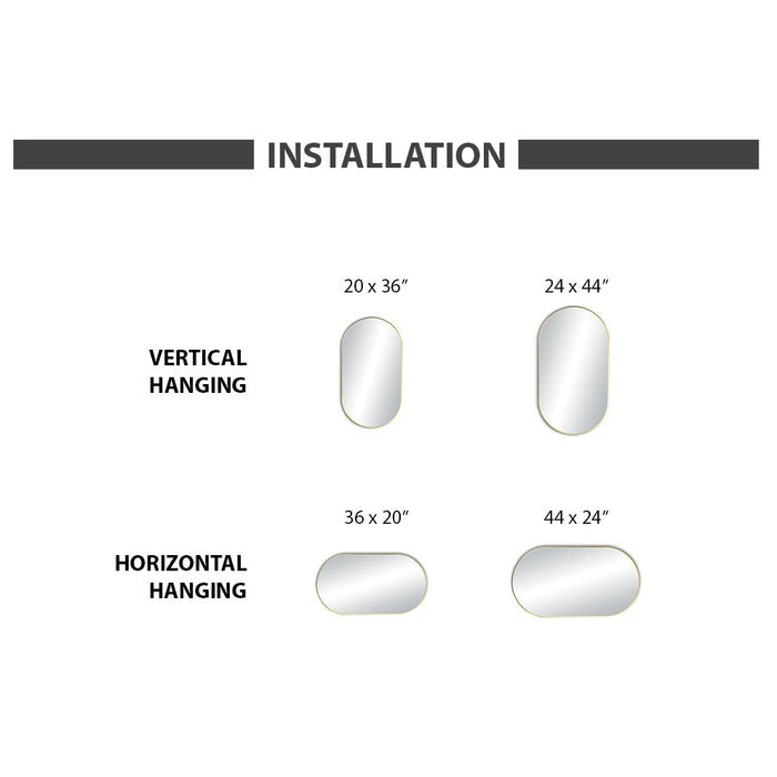 Blossom FM4 20" x 36" Brush Gold Oval Sleek Durable Metal Framed Mirror