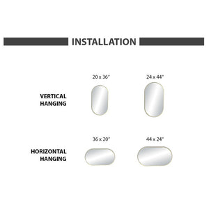 Blossom FM4 20" x 36" Brush Gold Oval Sleek Durable Metal Framed Mirror