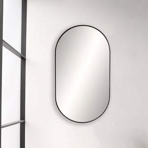 Blossom FM4 20" x 36" Matte Black Oval Sleek Durable Metal Framed Mirror