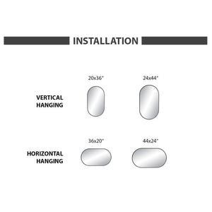 Blossom FM4 24" x 44" Matte Black Oval Sleek Durable Metal Framed Mirror