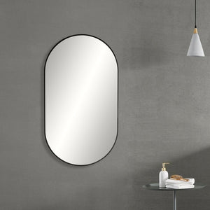 Blossom FM4 24" x 44" Matte Black Oval Sleek Durable Metal Framed Mirror