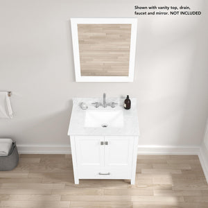 Blossom Geneva 30" 2-Door 1-Drawer Matte White Freestanding Solid Wood Single Vanity Base