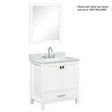 Blossom Geneva 30" 2-Door 1-Drawer Matte White Freestanding Solid Wood Single Vanity Base