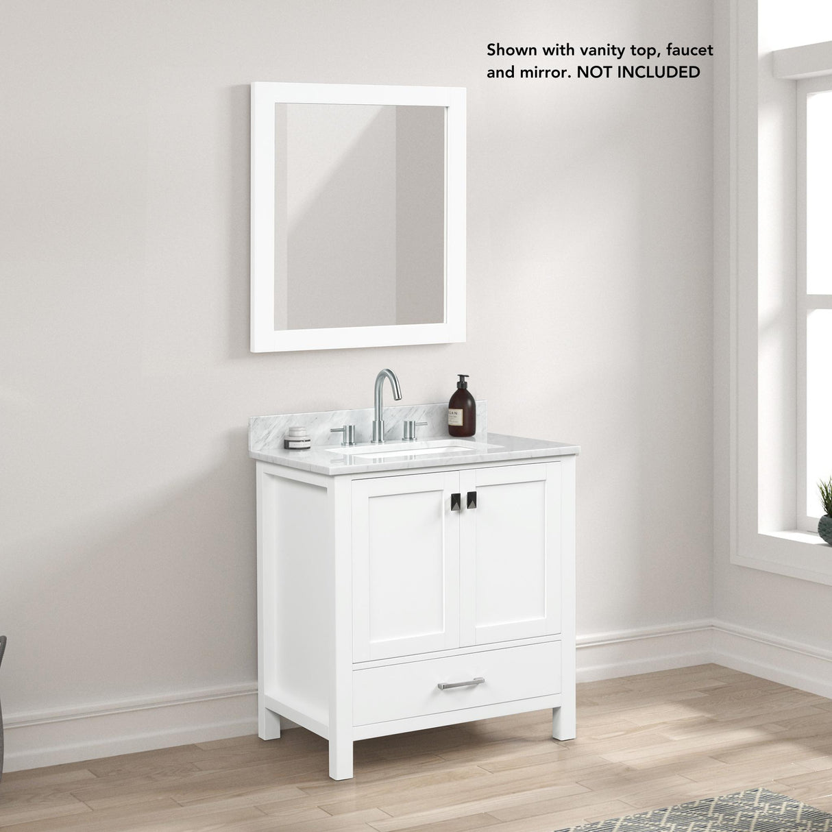 Blossom Geneva 30" 2-Door 1-Drawer Matte White Freestanding Solid Wood Single Vanity Base