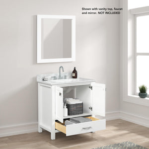 Blossom Geneva 30" 2-Door 1-Drawer Matte White Freestanding Solid Wood Single Vanity Base