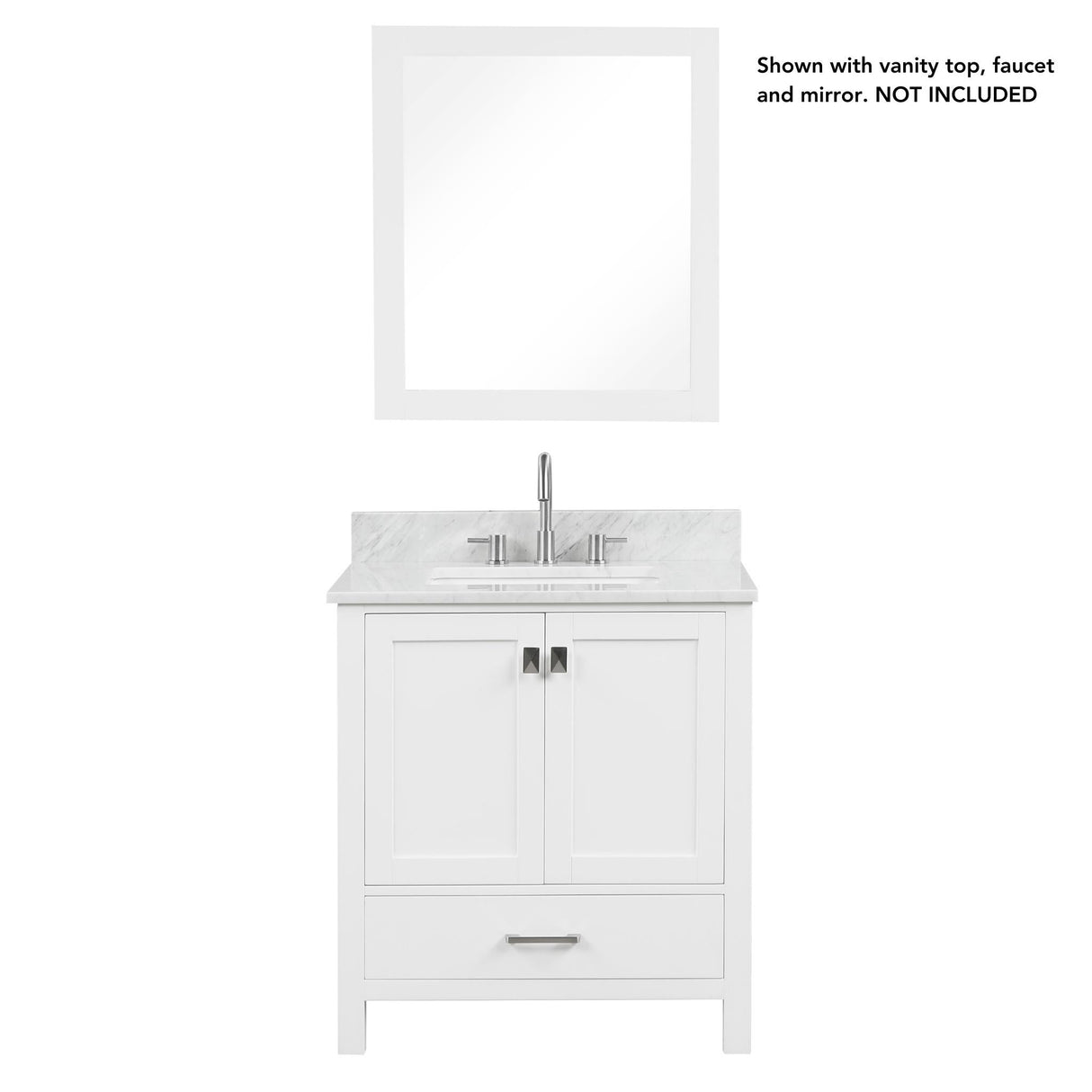 Blossom Geneva 30" 2-Door 1-Drawer Matte White Freestanding Solid Wood Single Vanity Base