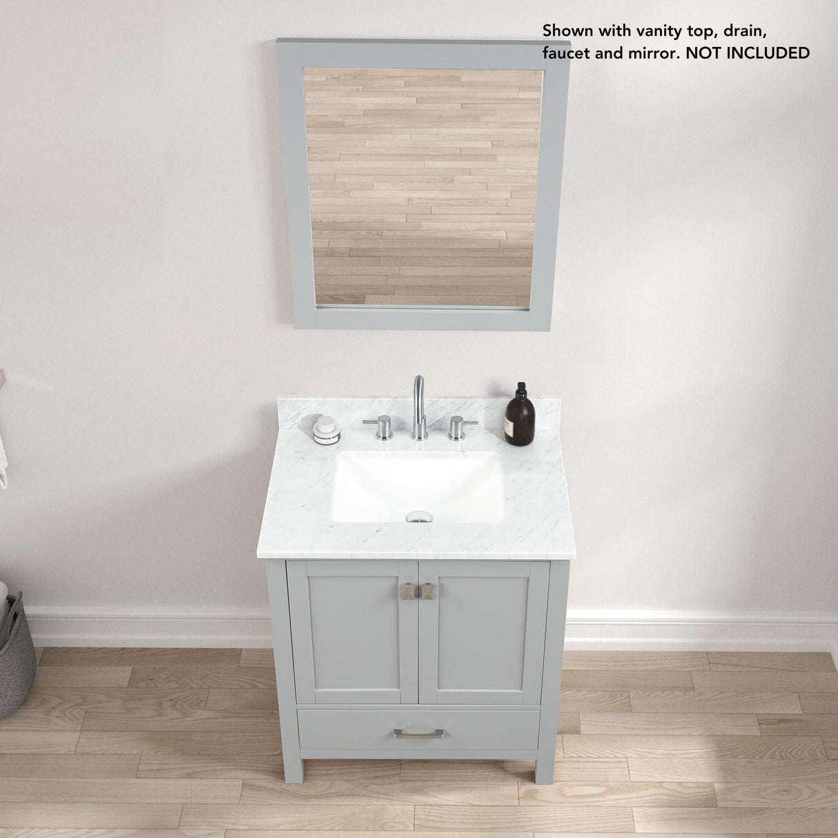 Blossom Geneva 30" 2-Door 1-Drawer Metal Gray Freestanding Solid Wood Single Vanity Base