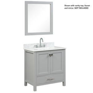 Blossom Geneva 30" 2-Door 1-Drawer Metal Gray Freestanding Solid Wood Single Vanity Base