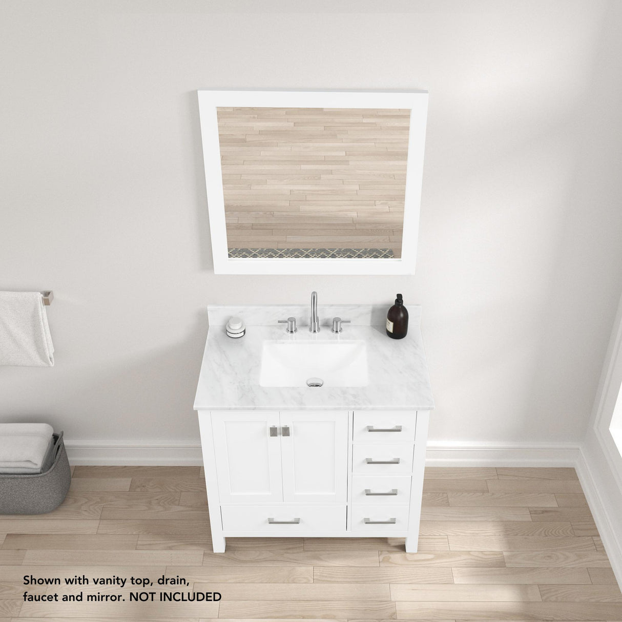 Blossom Geneva 36" 2-Door 5-Drawer Matte White Freestanding Solid Wood Single Vanity Base
