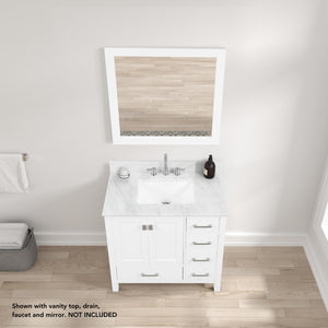 Blossom Geneva 36" 2-Door 5-Drawer Matte White Freestanding Solid Wood Single Vanity Base