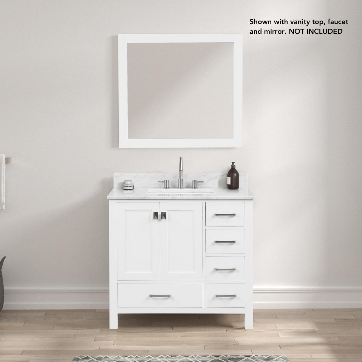 Blossom Geneva 36" 2-Door 5-Drawer Matte White Freestanding Solid Wood Single Vanity Base