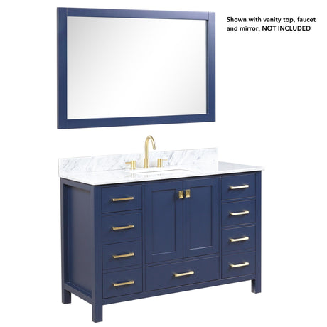 Blossom Geneva 48" 2-Door 9-Drawer Navy Blue Freestanding Solid Wood Double Vanity Base