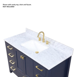 Blossom Geneva 48" 2-Door 9-Drawer Navy Blue Freestanding Solid Wood Double Vanity Base