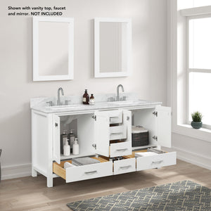 Blossom Geneva 60" 4-Door 6-Drawer Matte White Freestanding Solid Wood Double Vanity Base