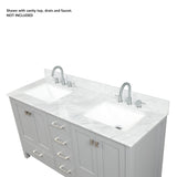 Blossom Geneva 60" 4-Door 6-Drawer Metal Gray Freestanding Solid Wood Double Vanity Base