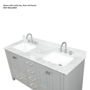 Blossom Geneva 60" 4-Door 6-Drawer Metal Gray Freestanding Solid Wood Double Vanity Base