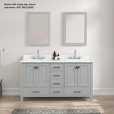 Blossom Geneva 60" 4-Door 6-Drawer Metal Gray Freestanding Solid Wood Double Vanity Base