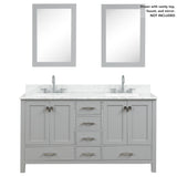 Blossom Geneva 60" 4-Door 6-Drawer Metal Gray Freestanding Solid Wood Double Vanity Base