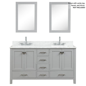 Blossom Geneva 60" 4-Door 6-Drawer Metal Gray Freestanding Solid Wood Double Vanity Base