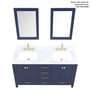 Blossom Geneva 60" 4-Door 6-Drawer Navy Blue Freestanding Solid Wood Double Vanity Base