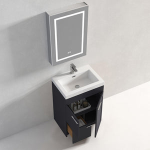 Blossom Hanover 24" 2-Door 1-Drawer Charcoal Freestanding Single Vanity Base