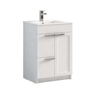 Blossom Hanover 24" 2-Door 1-Drawer Matte White Freestanding Single Vanity Base