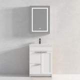 Blossom Hanover 24" 2-Door 1-Drawer Matte White Freestanding Single Vanity Base
