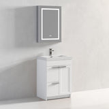Blossom Hanover 24" 2-Door 1-Drawer Matte White Freestanding Single Vanity Base