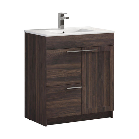 Blossom Hanover 30" 2-Door 1-Drawer Cali Walnut Freestanding Single Vanity Base
