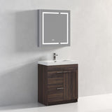 Blossom Hanover 30" 2-Door 1-Drawer Cali Walnut Freestanding Single Vanity Base