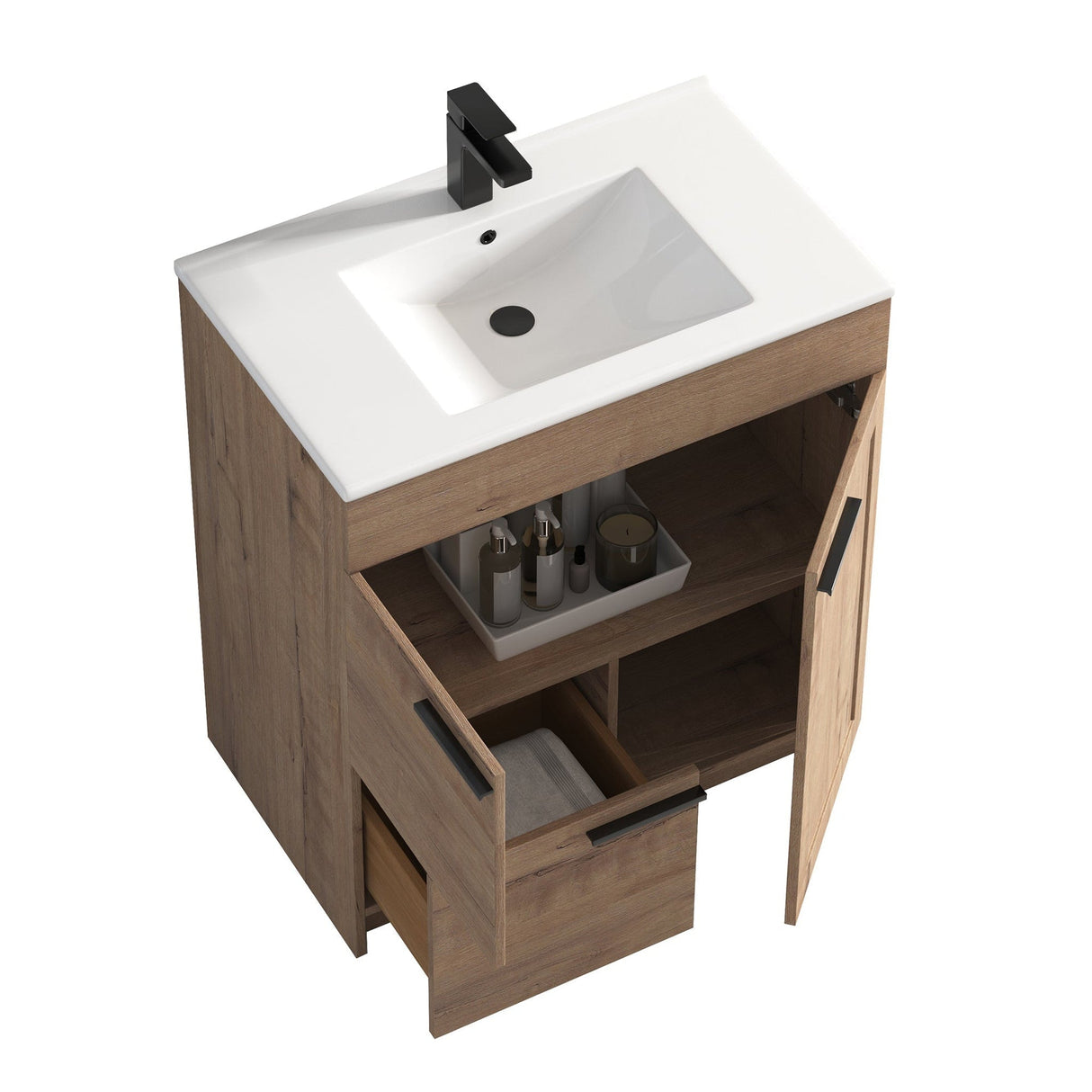 Blossom Hanover 30" 2-Door 1-Drawer Classic Oak Freestanding Single Vanity Base