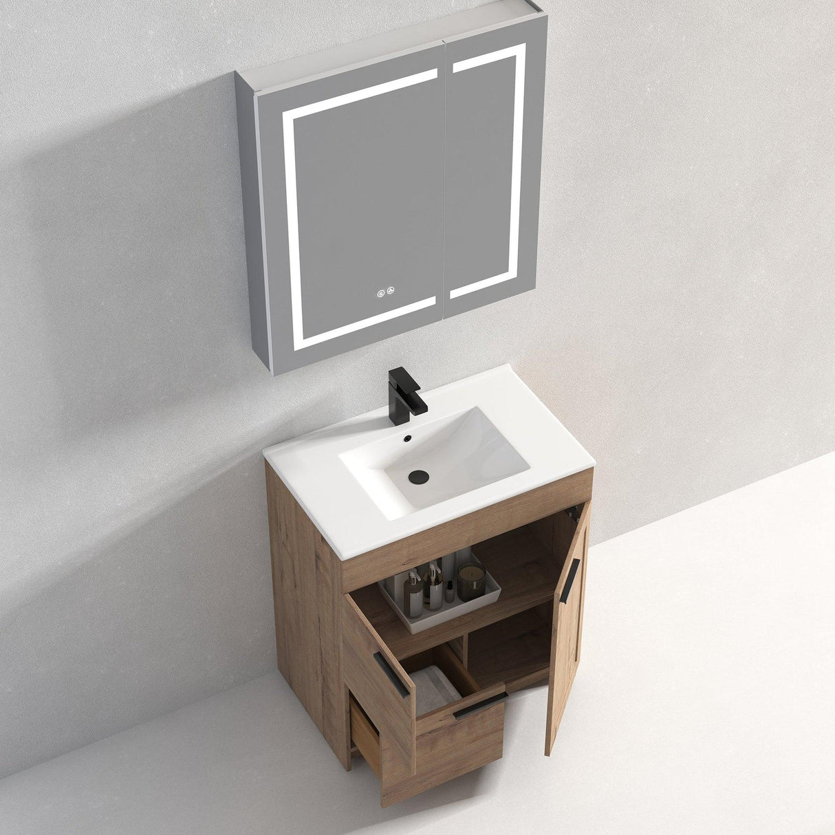 Blossom Hanover 30" 2-Door 1-Drawer Classic Oak Freestanding Single Vanity Base