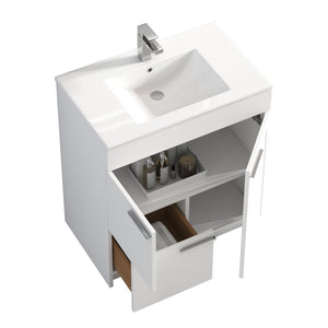 Blossom Hanover 30" 2-Door 1-Drawer Matte White Freestanding Single Vanity Base
