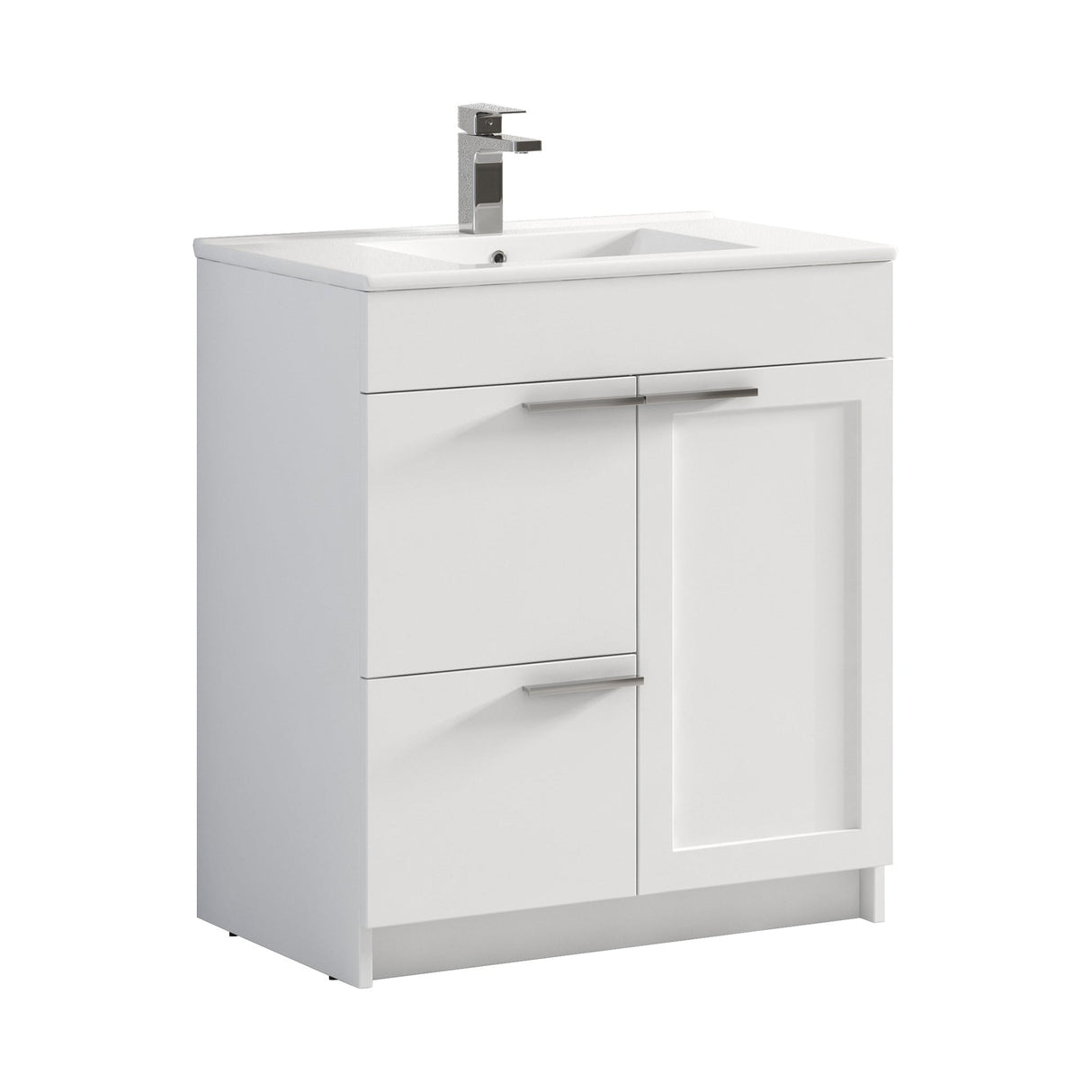 Blossom Hanover 30" 2-Door 1-Drawer Matte White Freestanding Single Vanity Base