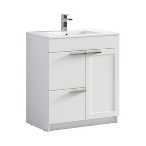 Blossom Hanover 30" 2-Door 1-Drawer Matte White Freestanding Single Vanity Base
