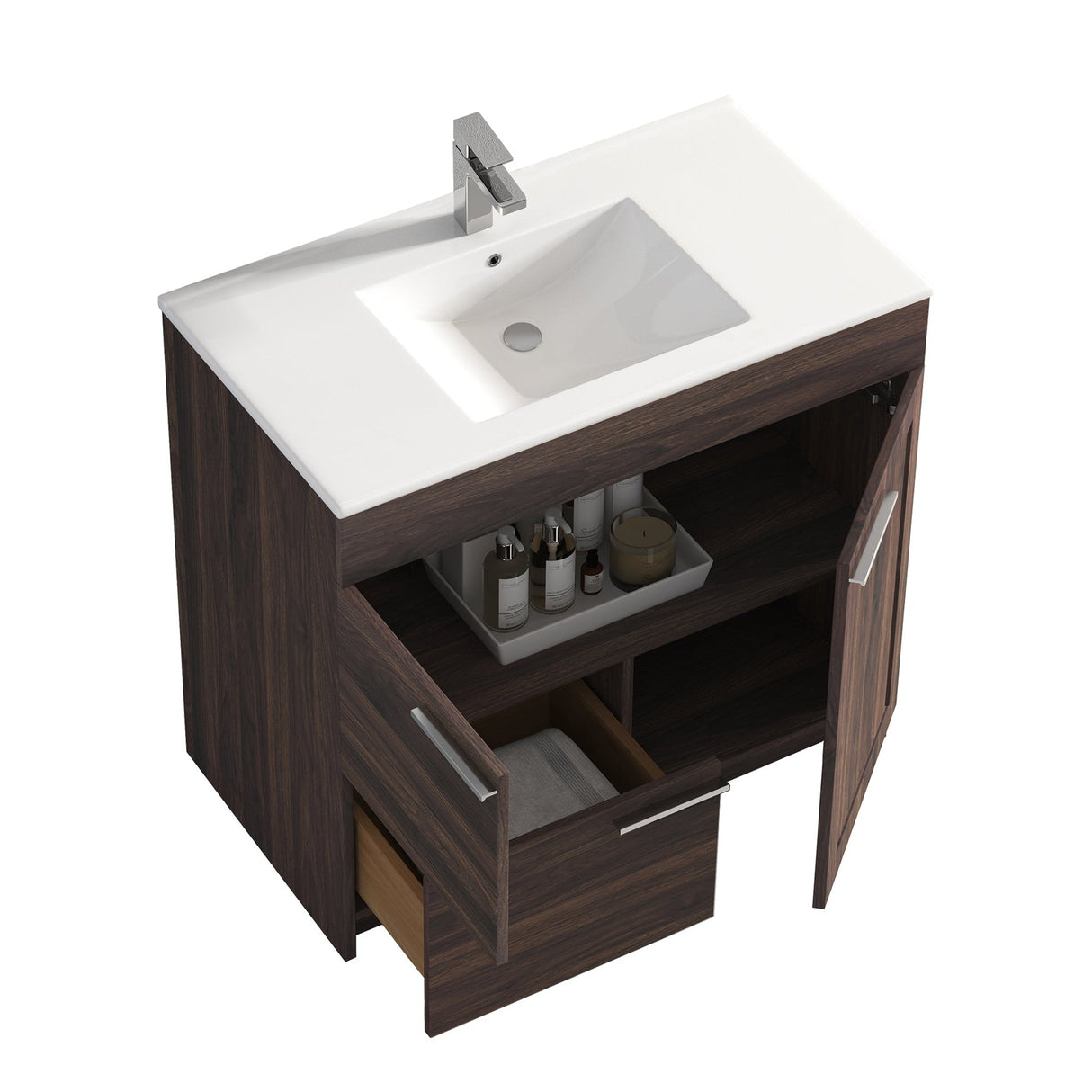 Blossom Hanover 36" 2-Door 1-Drawer Cali Walnut Freestanding Single Vanity Base
